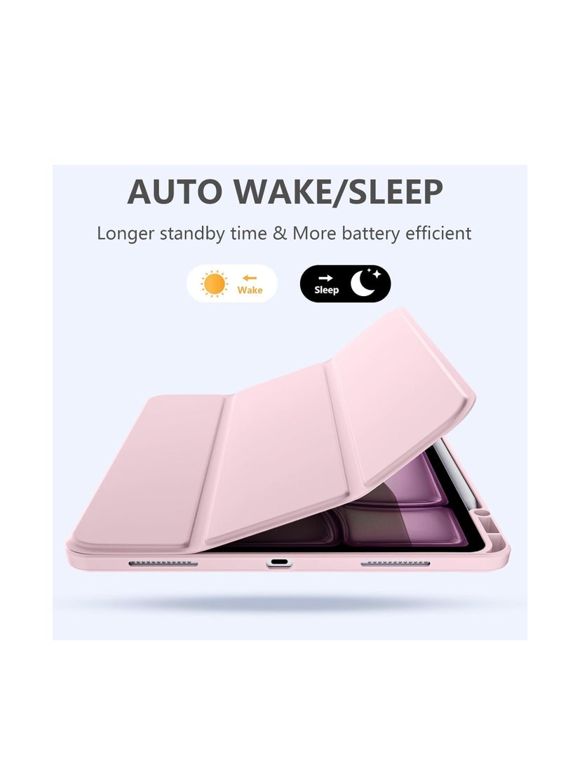 Generic - for iPad Air 13 inch Case M2 2024 / iPad Pro 12.9 inch Case (6th/5th/4th/3rd Generation 2022/2021/2020/2018), Built-in Pencil Holder & Auto Wake/Sleep, Slim Clear Back Shell, Light Pink - Image 1