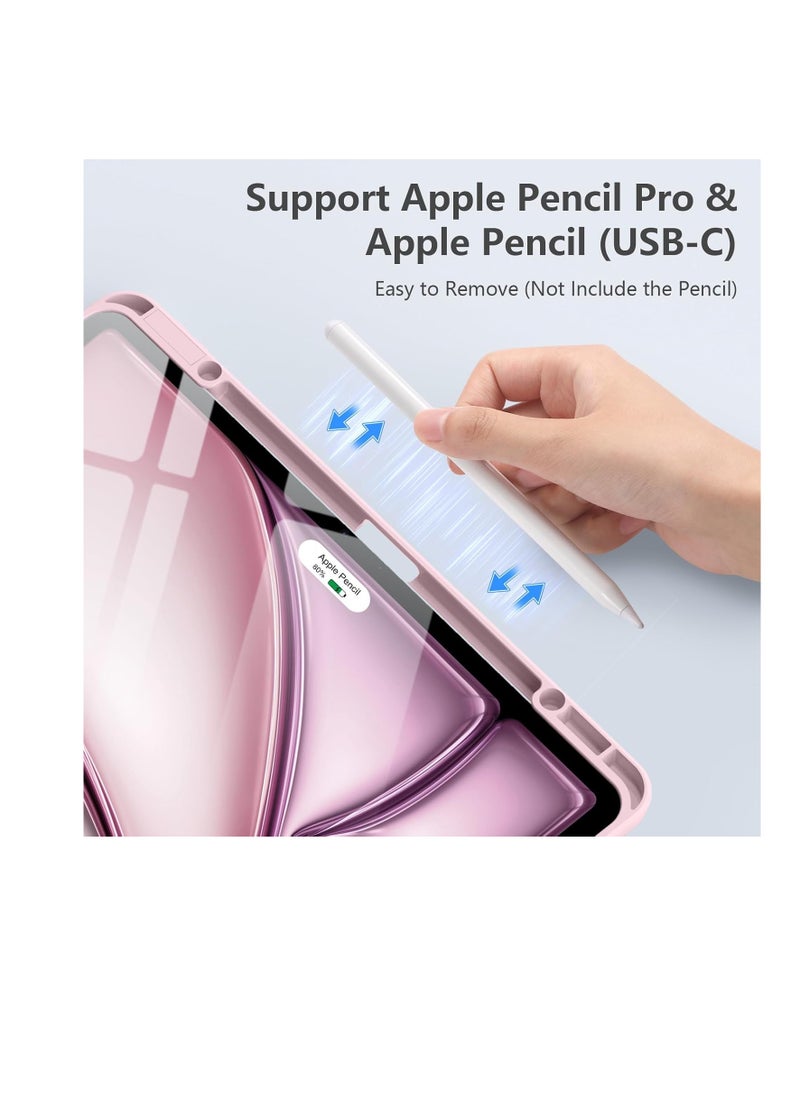 Generic - for iPad Air 13 inch Case M2 2024 / iPad Pro 12.9 inch Case (6th/5th/4th/3rd Generation 2022/2021/2020/2018), Built-in Pencil Holder & Auto Wake/Sleep, Slim Clear Back Shell, Light Pink - Image 1