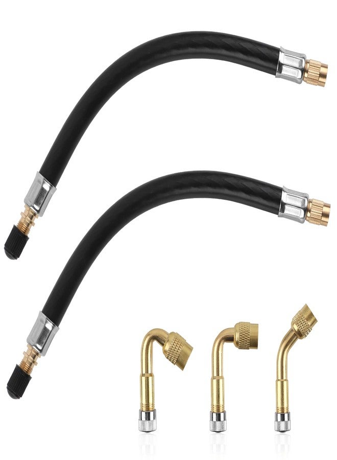 XIHIRCD Pack of 5 Tyre Valve Extension, 2 Pieces 21 cm Flexible Valve Stem Extensions with 45 90 135 Degree Tyre Valve Extension Adapter Suitable for Motorhome Bicycle Motorcycle Car Scooter - Image 1