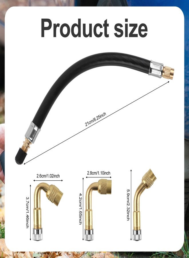 XIHIRCD Pack of 5 Tyre Valve Extension, 2 Pieces 21 cm Flexible Valve Stem Extensions with 45 90 135 Degree Tyre Valve Extension Adapter Suitable for Motorhome Bicycle Motorcycle Car Scooter - Image 2