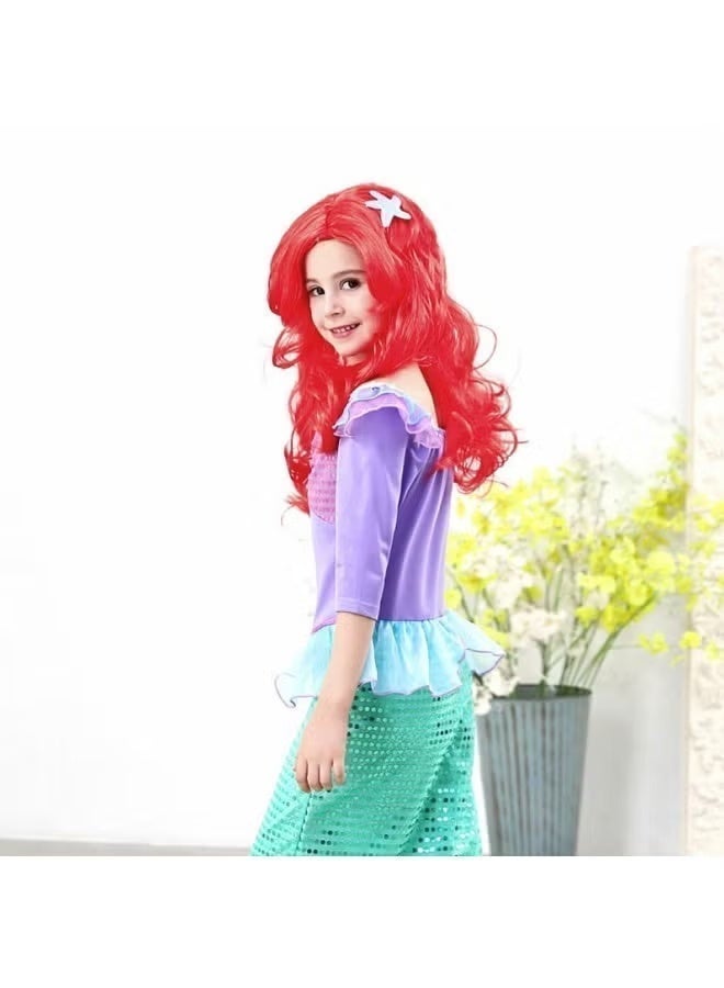Cosplay Anime Wig Little Mermaid Wig Ariel Princess Wig Red Long Curly Starfish Wig - Image 4