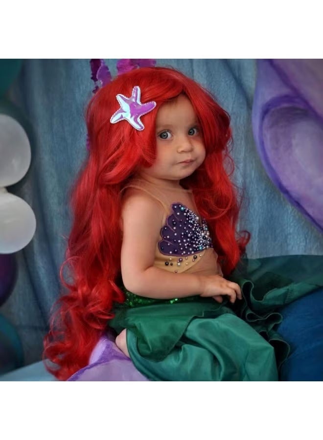 Cosplay Anime Wig Little Mermaid Wig Ariel Princess Wig Red Long Curly Starfish Wig - Image 5
