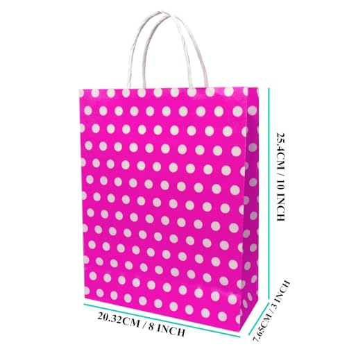 Aakriti Paper Gift Bags with Handles | Polka Dot Pink Party Favor Bags | Reusable Goodie Bags for Kids Birthday, Baby Shower, Wedding, Festivals, Holiday Celebrations | Eco-Friendly Return Gift Packaging | 10x8x3 Inch (Pack of 10) - Image 3