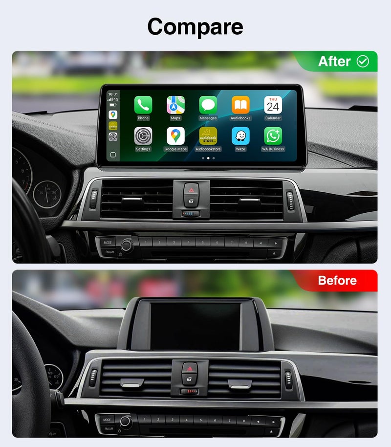 AINAVITO 12.3 Inch Android 13 Car Stereo for BMW Carplay Screen 3/4 Series NBT System 2013-2016 | 4G RAM+64G ROM | Wireless CarPlay/Android Auto | 2400 * 900 Resoluton IPS Touch Screen | Retain iDrive - Image 3