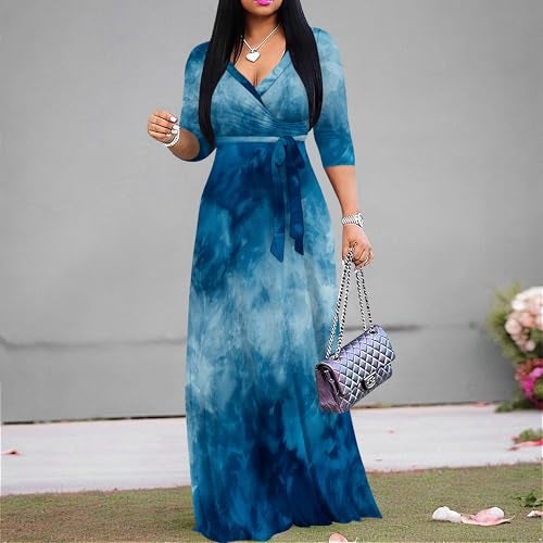 PinkPatty Women's Plus Size Maxi Dress 3/4 Sleeves Casual Flowy Long Dress for Vacation with Pockets - Image 3