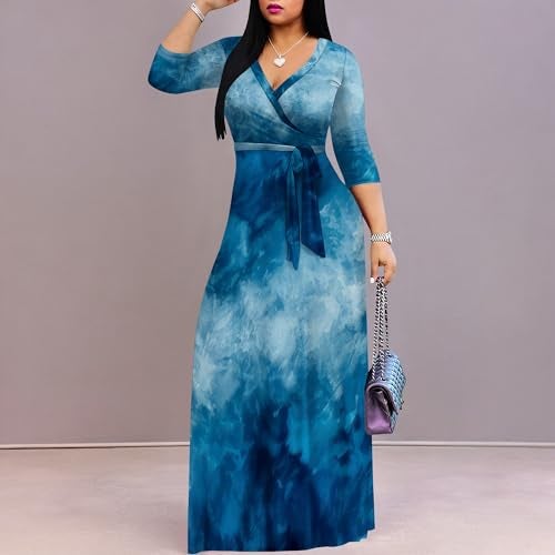 PinkPatty Women's Plus Size Maxi Dress 3/4 Sleeves Casual Flowy Long Dress for Vacation with Pockets - Image 5