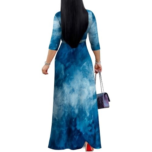 PinkPatty Women's Plus Size Maxi Dress 3/4 Sleeves Casual Flowy Long Dress for Vacation with Pockets - Image 4