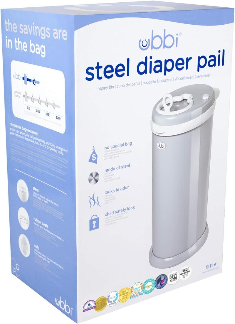 Ubbi Nappy Disposal Bin - Grey - Image 3