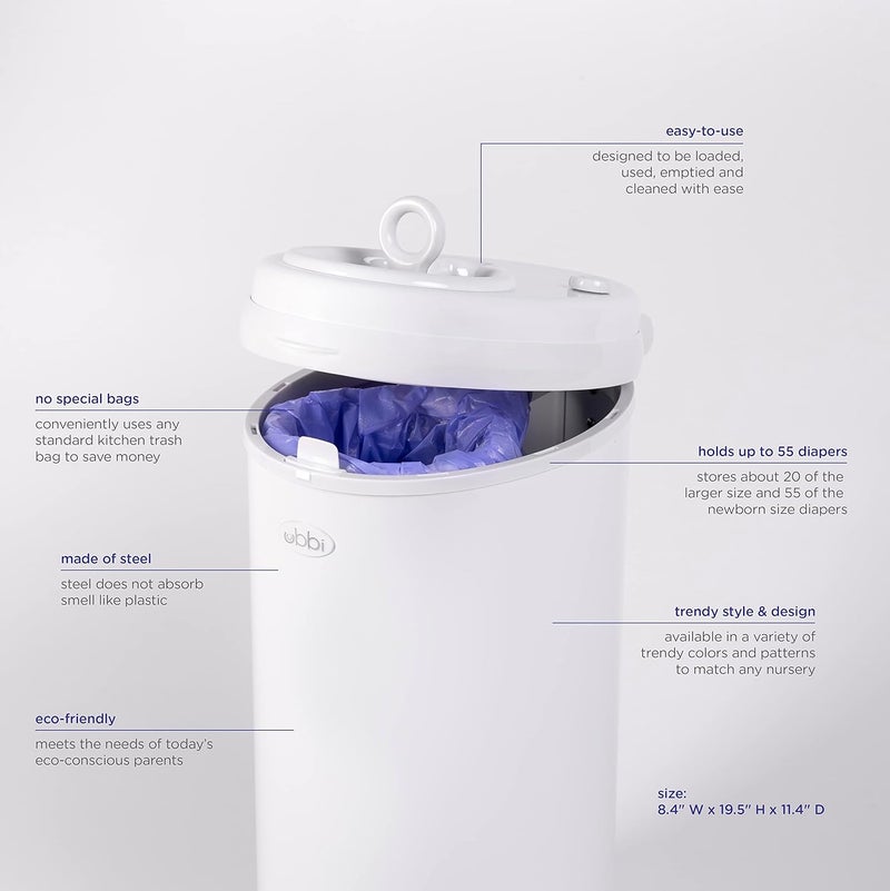 Ubbi Nappy Disposal Bin - Grey - Image 4