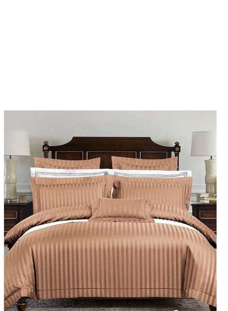 King Size Stylish Comforter Set, 100% Cotton Multicolor, Fitted Bedsheet 6Pcs set, 220x240cm 