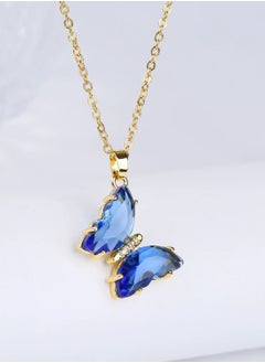 The Black Pearl Accessories Stainless Steel Necklace Gold with a Blue Crystal Butterfly Pendant  - Image 3
