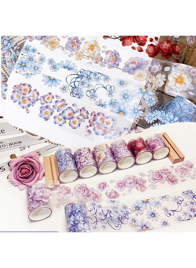 TecoKart ® 6 Rolls Floral Washi Tape Set, PET Transparent Aesthetic Flower Stickers, DIY Decorative Tape Supplies for Scrapbook, Journal, and DIY Craft Washi Tape Stickers | ?16 x 10 x 5 cm - Image 5