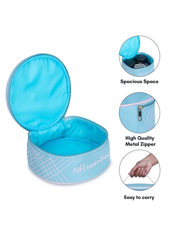 NFI essentials Small Makeup Pouch, Cosmetic Pouch for Women, Cosmetic Organiser Storage Bag, Vanity Organizer, Make up Pouches, Toiltery Travel Pouche (Blue) - Image 4