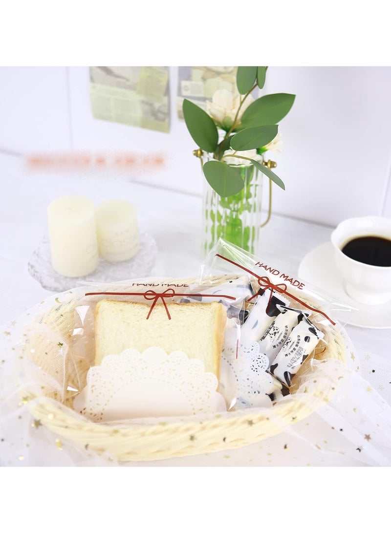 general 200 pcs 5.5x5.5 inch Cute Lace Bow Transparent Cookies Baking Snacks Gifts DIY Plastic Candy Personal Wrapping Paper Self-Adhesive OPP Bags - Image 2