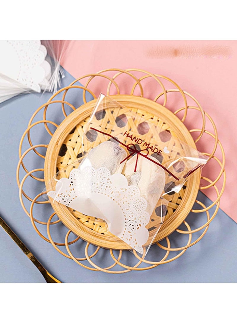 general 200 pcs 5.5x5.5 inch Cute Lace Bow Transparent Cookies Baking Snacks Gifts DIY Plastic Candy Personal Wrapping Paper Self-Adhesive OPP Bags - Image 3