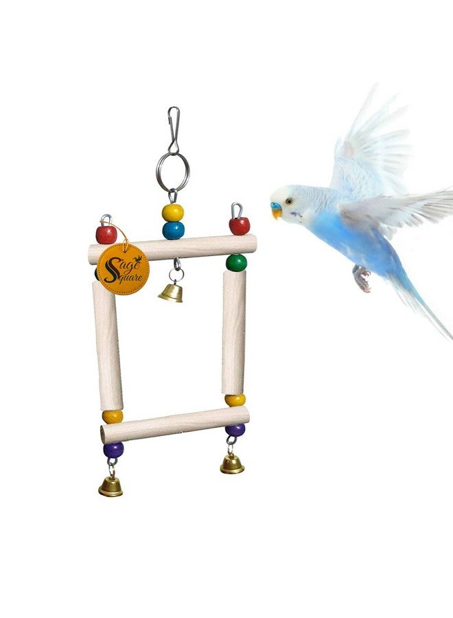 سايج سكوير لعبة أرجوحة من الخرز الخشبي الطبيعي المرحة من Sage Square للطيور البادجي والكوكاتيل والطيور العاشقة والببغاء والعصافير وغيرها من الطيور الصغيرة - Image 1