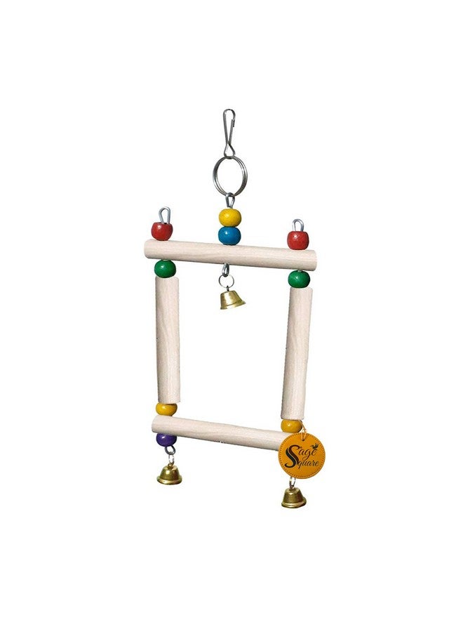 سايج سكوير لعبة أرجوحة من الخرز الخشبي الطبيعي المرحة من Sage Square للطيور البادجي والكوكاتيل والطيور العاشقة والببغاء والعصافير وغيرها من الطيور الصغيرة - Image 3