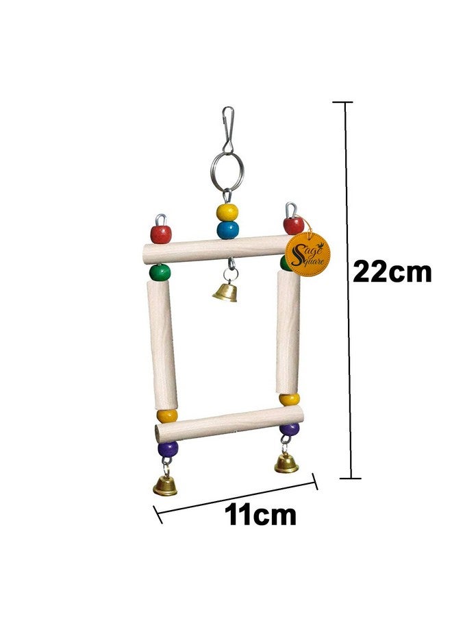 سايج سكوير لعبة أرجوحة من الخرز الخشبي الطبيعي المرحة من Sage Square للطيور البادجي والكوكاتيل والطيور العاشقة والببغاء والعصافير وغيرها من الطيور الصغيرة - Image 2