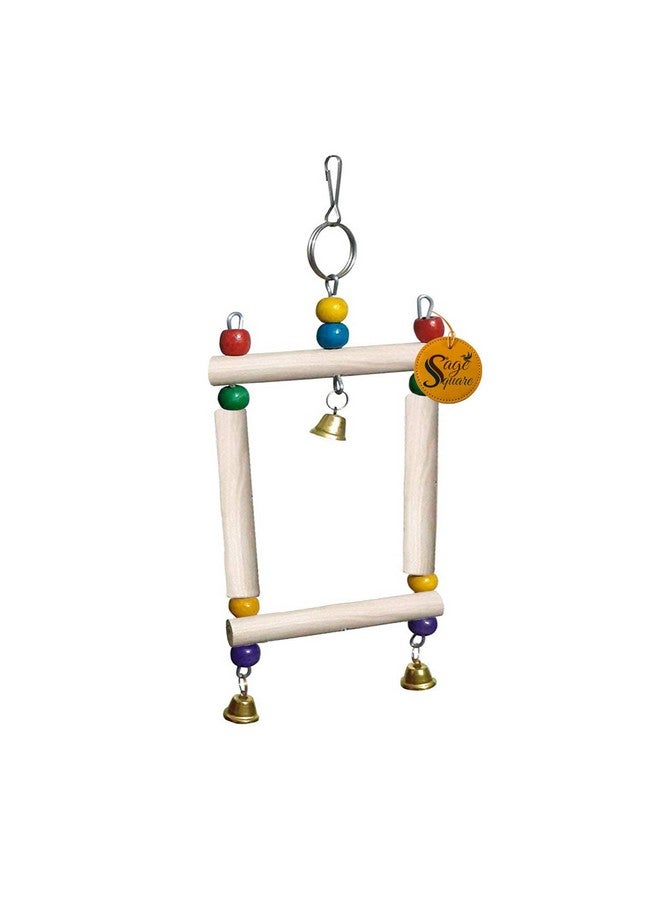 سايج سكوير لعبة أرجوحة من الخرز الخشبي الطبيعي المرحة من Sage Square للطيور البادجي والكوكاتيل والطيور العاشقة والببغاء والعصافير وغيرها من الطيور الصغيرة - Image 4