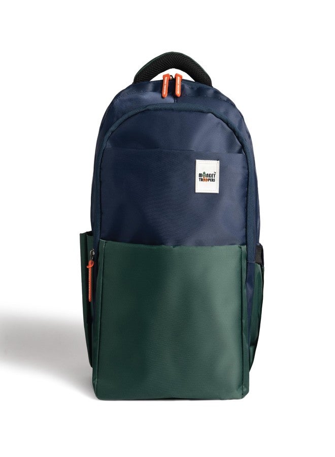 MONKEY TROOPERS Glide Laptop Backpack Water-Resistant, 17 inch Laptop Compartment, college bag, travel bag for men and women, Branded Zippers, 27L Capacity (Navy Green) - Image 2