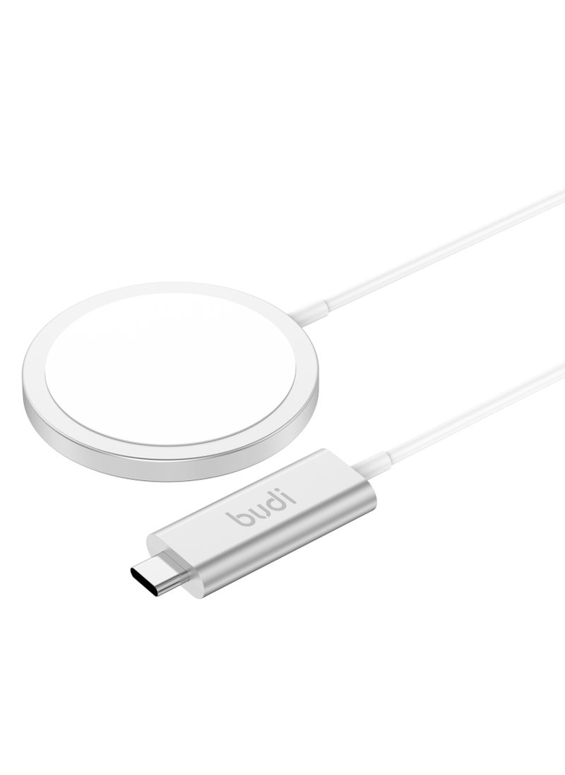 budi - 15W qi MagSafe  Type-C Fast Wireless Charger Pad 3A3700, 1m - Image 1