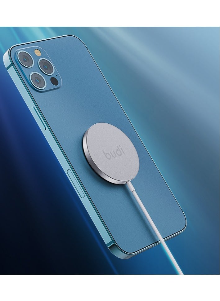 budi - 15W qi MagSafe  Type-C Fast Wireless Charger Pad 3A3700, 1m - Image 1