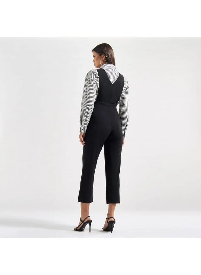 Splash FAV Solid Jumpsuit with V-neck and Pockets