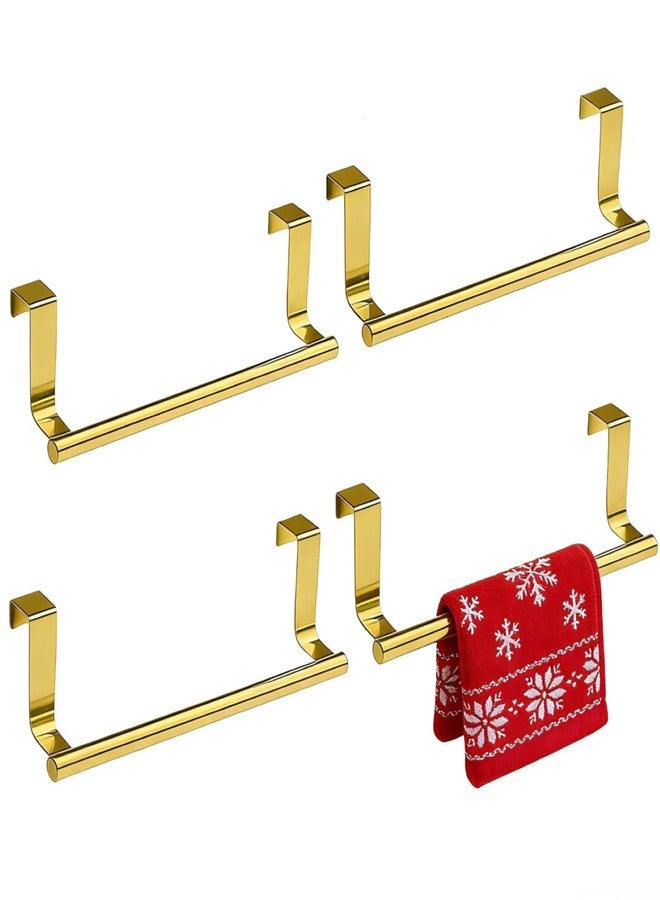 Yimy 4 Pack Over Door Towel Rack, Stainless Steel Cabinet Towel Bar, 9 Inch Over Cupboard Door Towel Holder, Hand Towel Rack Hanger with Anti-Slip Pads for Bathroom Kitchen Cabinet Door (Gold) - Image 1