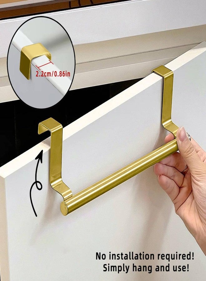 Yimy 4 Pack Over Door Towel Rack, Stainless Steel Cabinet Towel Bar, 9 Inch Over Cupboard Door Towel Holder, Hand Towel Rack Hanger with Anti-Slip Pads for Bathroom Kitchen Cabinet Door (Gold) - Image 4