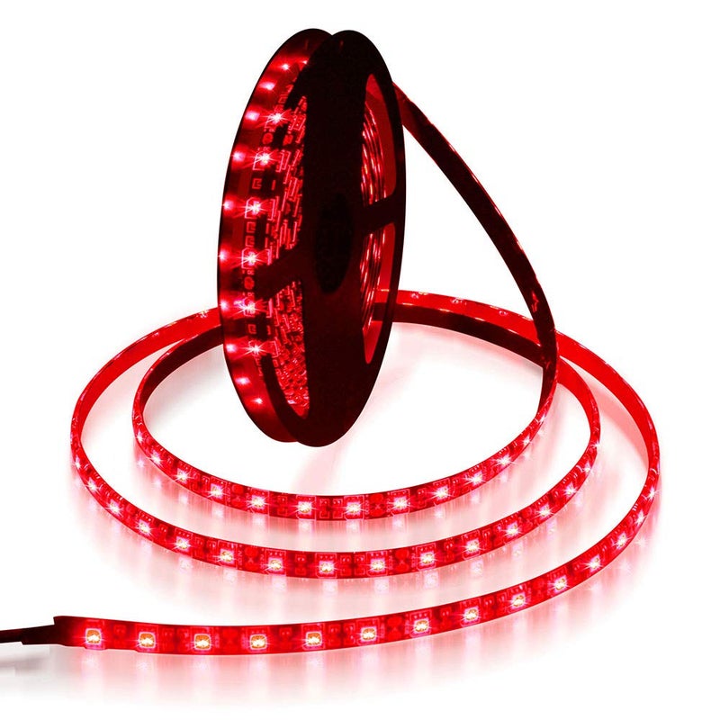 ALITOVE 16.4ft 5050 SMD Red LED Flexible Strip Ribbon Light 5M 300 LEDs Waterproof IP65 DC 12V for Home Garden Commercial Area Lighting, Without Power Supply - Image 1