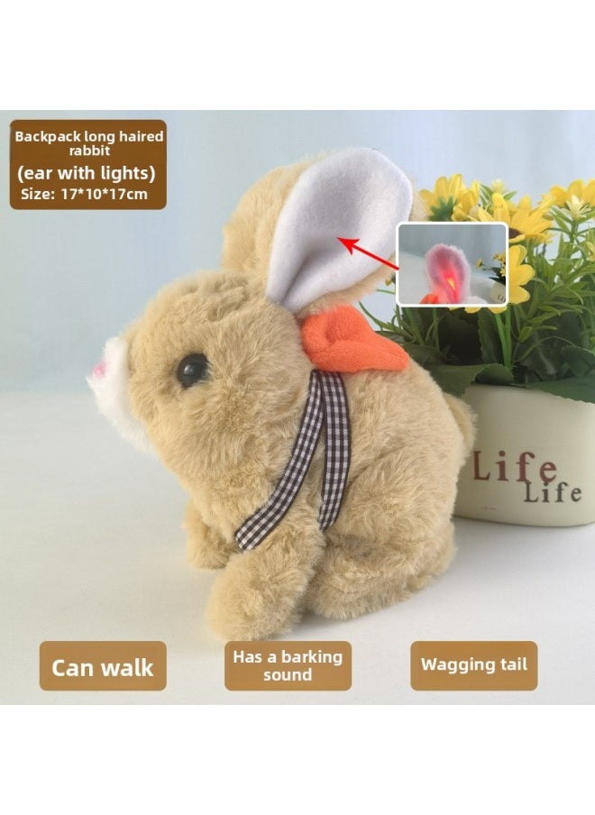 Cross Border Easter My Realistic Bunny Toy Plush Electric White Rabbit-Colour:[earband Light] Backpack Shaggy Rabbit-yellow  - Image 1