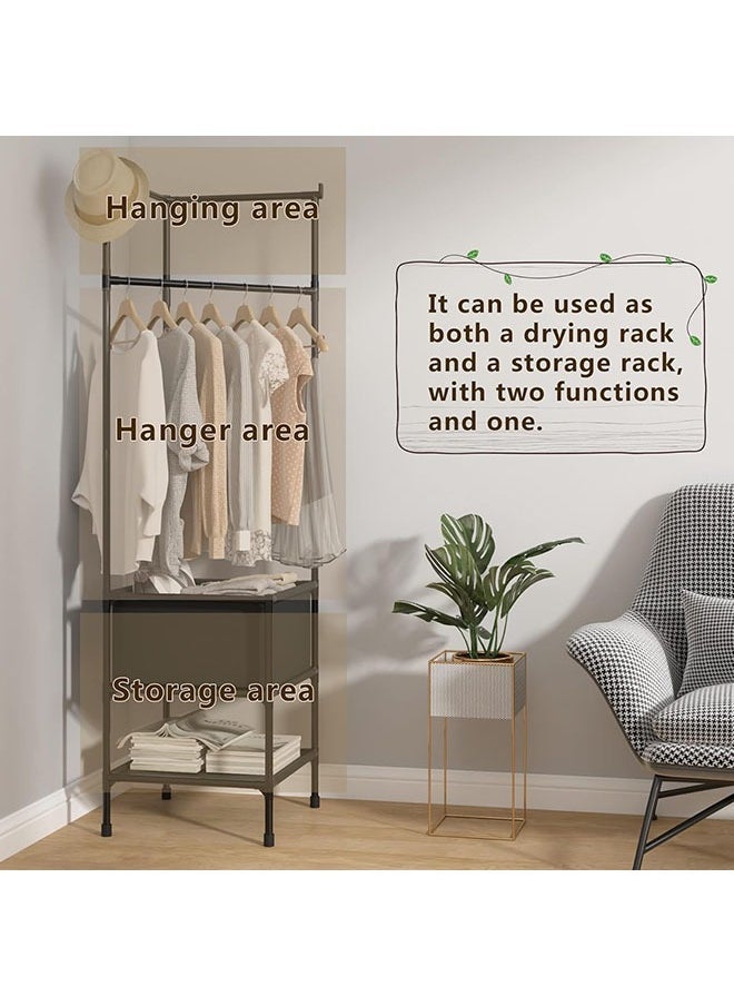 Arabest Clothes and Hats Storage Rack Independent Closet Storage Rack with 3 Storage Racks Simple Corner Storage Rack in Entrance Bedroom (Black) - Image 4