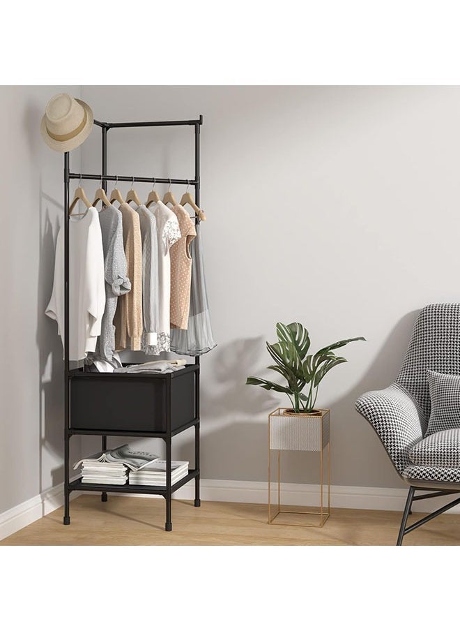 Arabest Clothes and Hats Storage Rack Independent Closet Storage Rack with 3 Storage Racks Simple Corner Storage Rack in Entrance Bedroom (Black) - Image 3