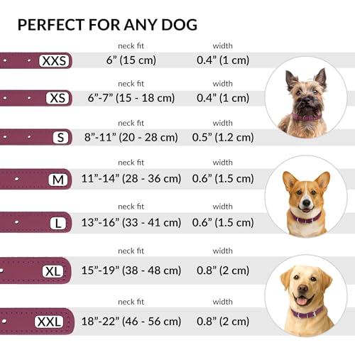 CollarDirect Rolled Leather Dog Collar, Soft Padded Round Puppy Collar, Handmade Genuine Leather Collar Dog Small Large Cat Collars 13 Colors (13-16 Inch, Pink Textured) - Image 4