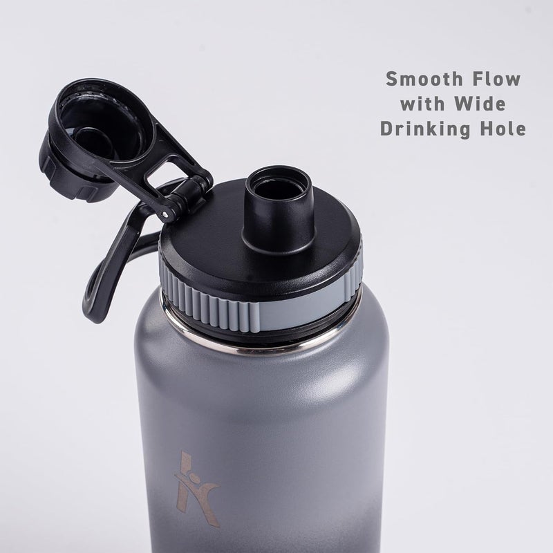 KRYMSO 950ml Stainless Steel Water Bottle, Insulated Thermos Flask, Leakproof, BPA-Free, Gym (Black Shadow) - Image 5