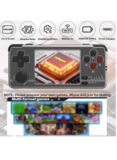 Miyoo A30 Handheld Game Console 2.8-inch 640*480 IPS Screen 2600mAh Compatible with WiFi Multiplayer Portable Case(Gray Black)  - Image 2