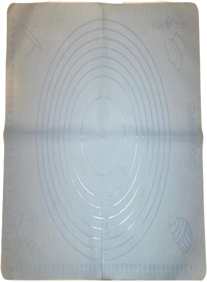 SilicoTech Silicone baking mat for pastry rolling with measurements, reusable non-stick silicone baking mat for housewife - 45 cm x 35 cm (Light Blue)
