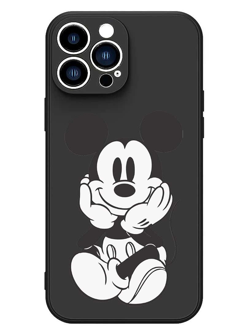Theodor Protective Slim Fit Case Liquid Silicone Cover with Full Body Protection Anti-Scratch Shockproof Case For iPhone 14 Pro Max Black  - Mickey - Image 1