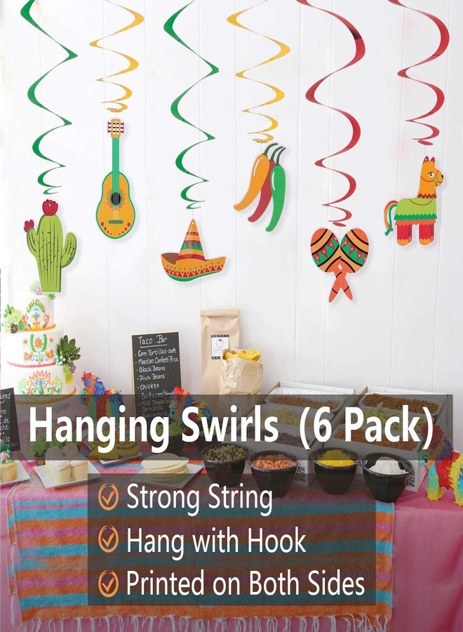 DUNCHATY 43PCS Cinco de Mayo Fiesta Party Decorations, Mexican Themed Party Supplies with Banner, Hanging Swirls, Honeycombs & Cupcake Toppers - Image 4