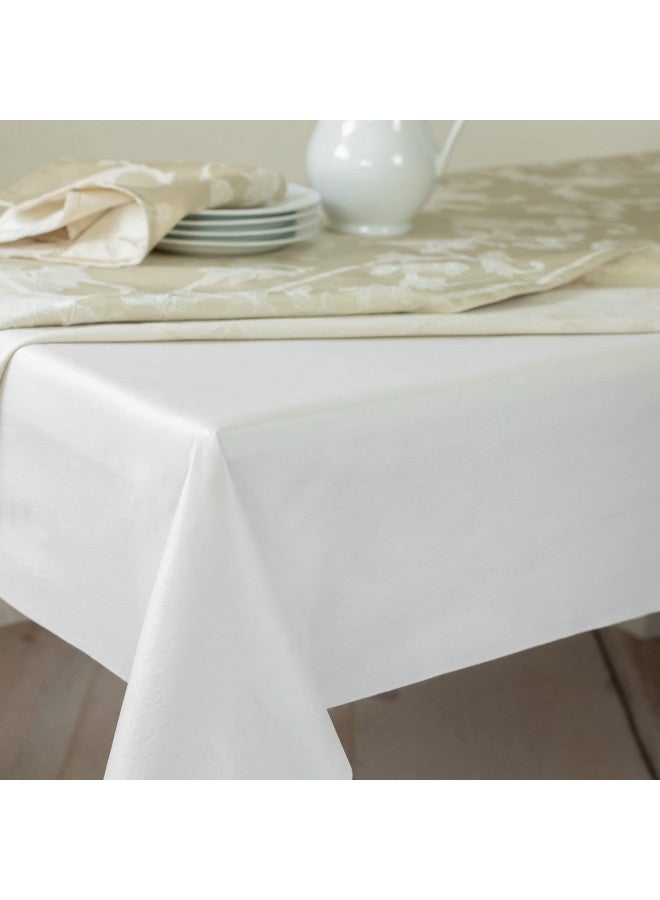 Benson Mills Deluxe Heavy Duty Vinyl Table Pad, Premium Table Protector, Waterproof with Flannel Backing, Quilted Design and Customizable (Off-White, 52" X 70" Rectangular) - Image 1