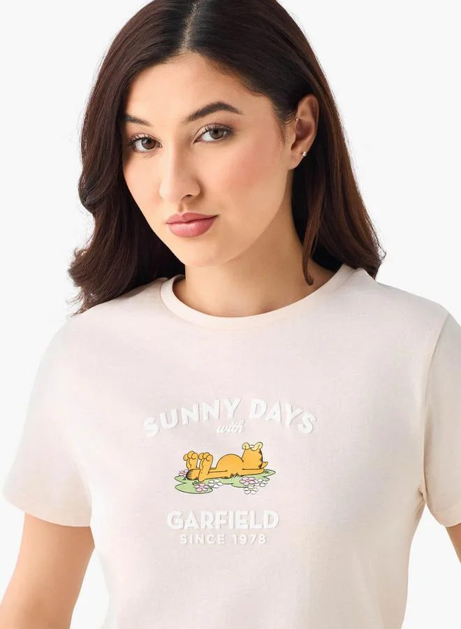 اس بي كاركترز Cotton T-shirt with Garfield Print