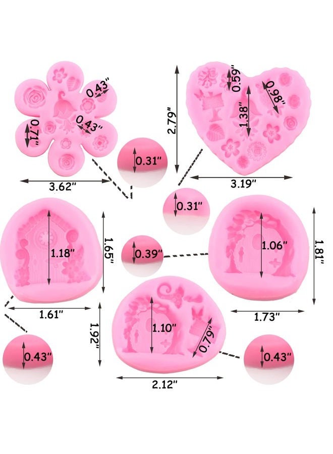 Zixiang Enchanted Vintage Fairy Garden Silicone Fondant Molds DIY Fairy Chocolate Mold For Polymer Clay Cake Decorating Gum Paste Set of 5 - Image 3
