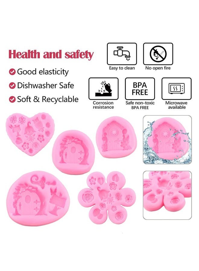 Zixiang Enchanted Vintage Fairy Garden Silicone Fondant Molds DIY Fairy Chocolate Mold For Polymer Clay Cake Decorating Gum Paste Set of 5 - Image 2