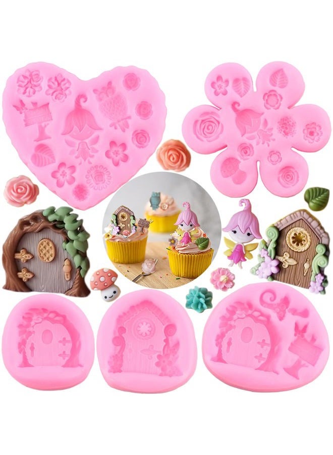 Zixiang Enchanted Vintage Fairy Garden Silicone Fondant Molds DIY Fairy Chocolate Mold For Polymer Clay Cake Decorating Gum Paste Set of 5 - Image 1