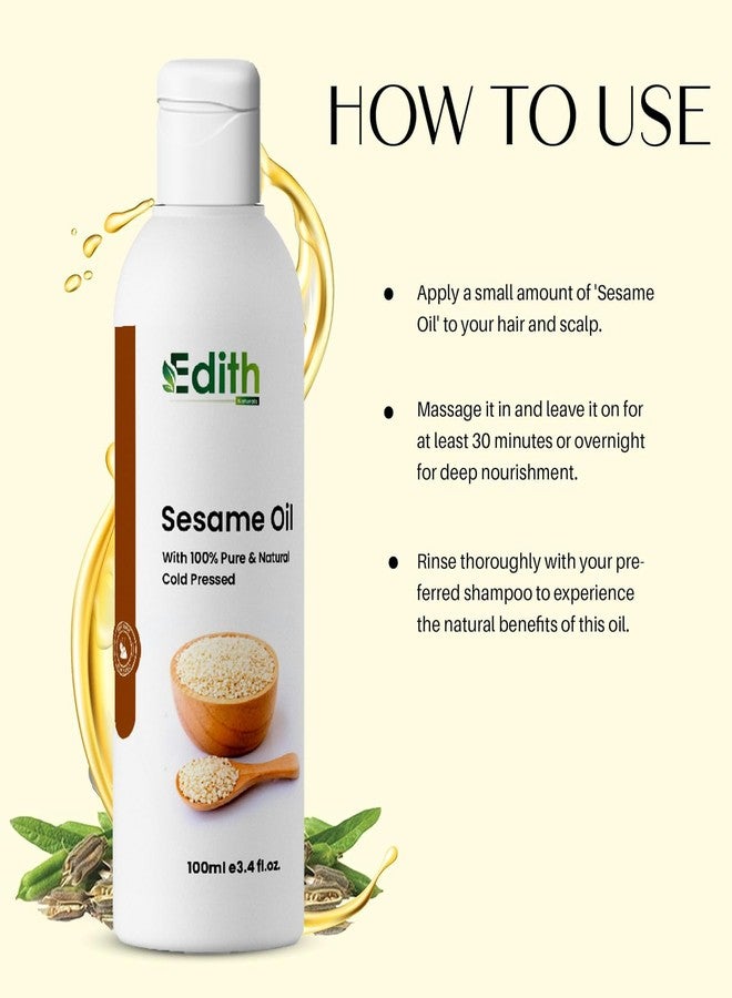 EDITH زيت السمسم للشعر من إديث ناتشورال، نقي وطبيعي: خالٍ من الإضافات والزيوت المعدنية والعطور الاصطناعية - 100 مل - Image 4