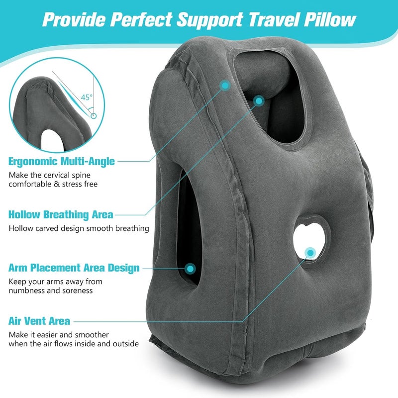 Rewondah Inflatable Travel Pillows for Airplanes | Airplane Pillow for Long Flight | Travel Plane Pillow for Airplanes Sleep Support | Blow up Flight Pillow for Long Flights to Avoid Neck Pain - Image 3