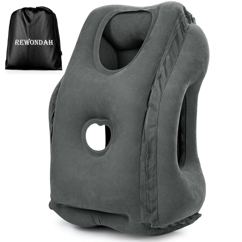 Rewondah Inflatable Travel Pillows for Airplanes | Airplane Pillow for Long Flight | Travel Plane Pillow for Airplanes Sleep Support | Blow up Flight Pillow for Long Flights to Avoid Neck Pain - Image 1