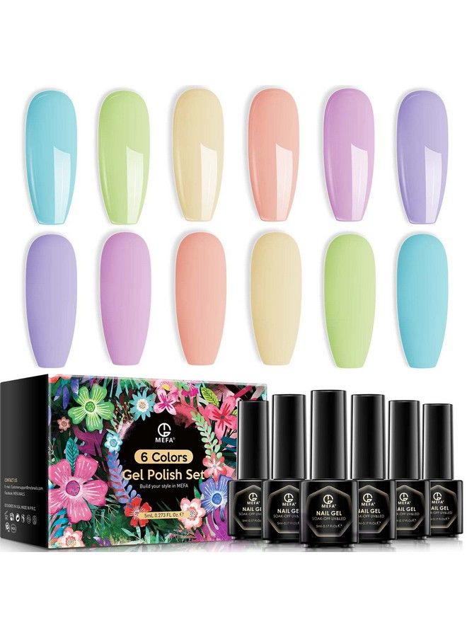 MEFA Cream Gel Nail Polish Set Macaron Soft Pastel Green Pink Blue Purple Lavender Yellow Spring Summer Soak Off Long Lasting Starter Kit Nail Art Trend Colors Diy Design Salon Manicure Easter Gift Mefa - Image 1
