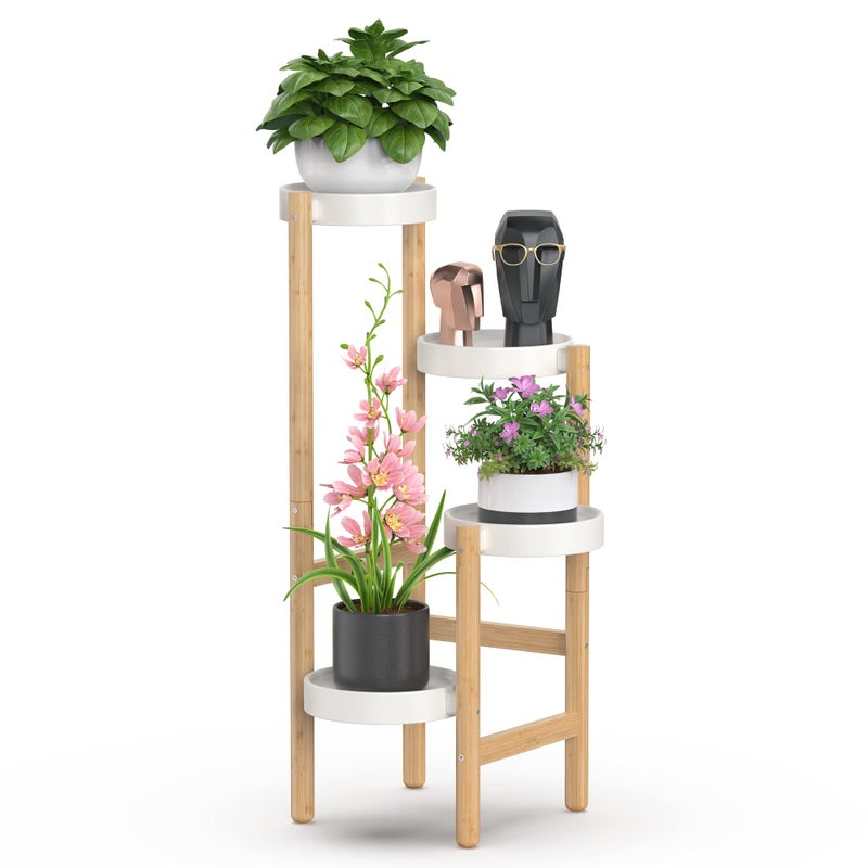 Wisuce Bamboo Plant Stands Indoor, 4 Tiered Tall Corner Plant Stand Holder Multiple Shelf Flower Tables for Garden Indoor Home (4 Tier -2) - Image 1
