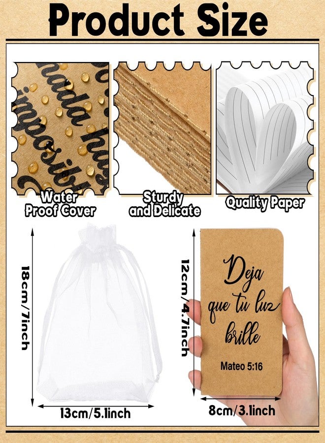 Fuyoooo 72 Pieces Regalos Cristianos En Español Regalos Para Christain Bible Spanish Gift Religious Notebooks and Pen with Bag Easter Baptism Graduation Gift for Women Men Church (Vintage Style) - Image 3